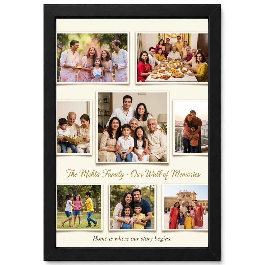 Family Photo Frame for Wall Boho Nature Rustic Large Photo Frame
