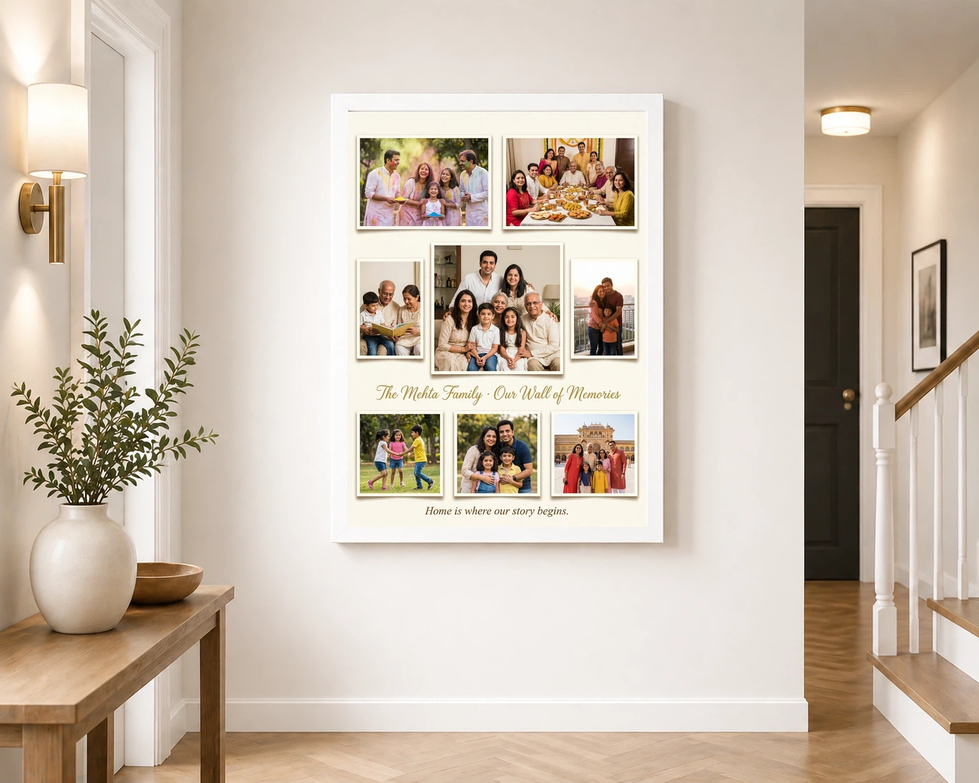Family Photo Frame for Wall Boho Nature Rustic Large Photo Frame, view 6