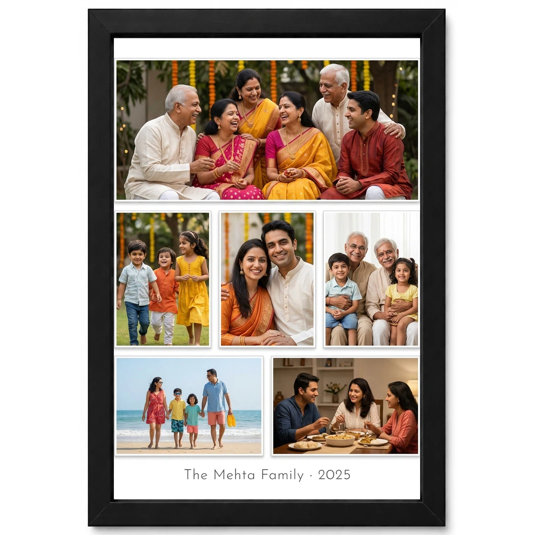 Family Photo Frame for Wall Pastel Floral Premium Wall Art Photo Frame