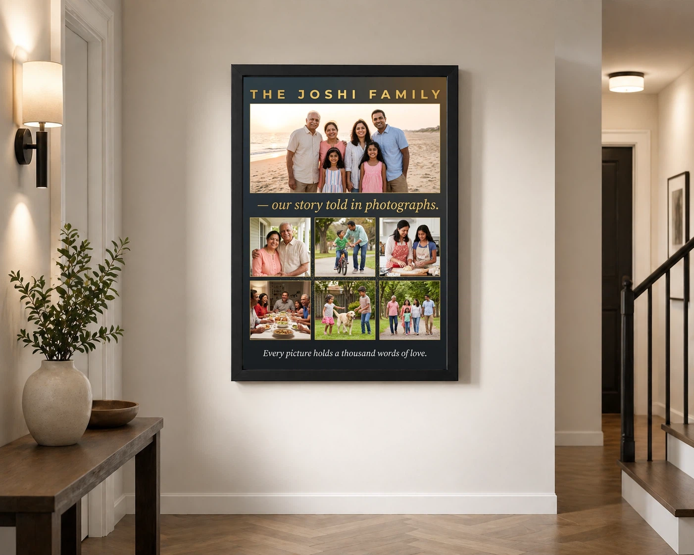 Family Photo Frame Ideas Pastel Watercolor Art Portrait Photo Frame, view 2