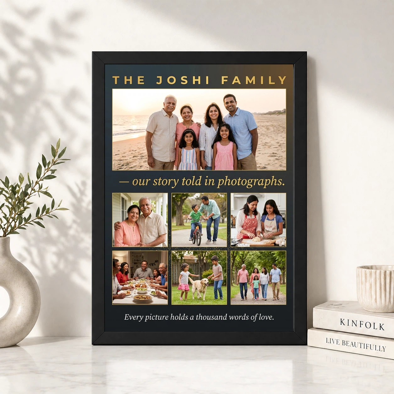 Family Photo Frame Ideas Pastel Watercolor Art Portrait Photo Frame, view 4