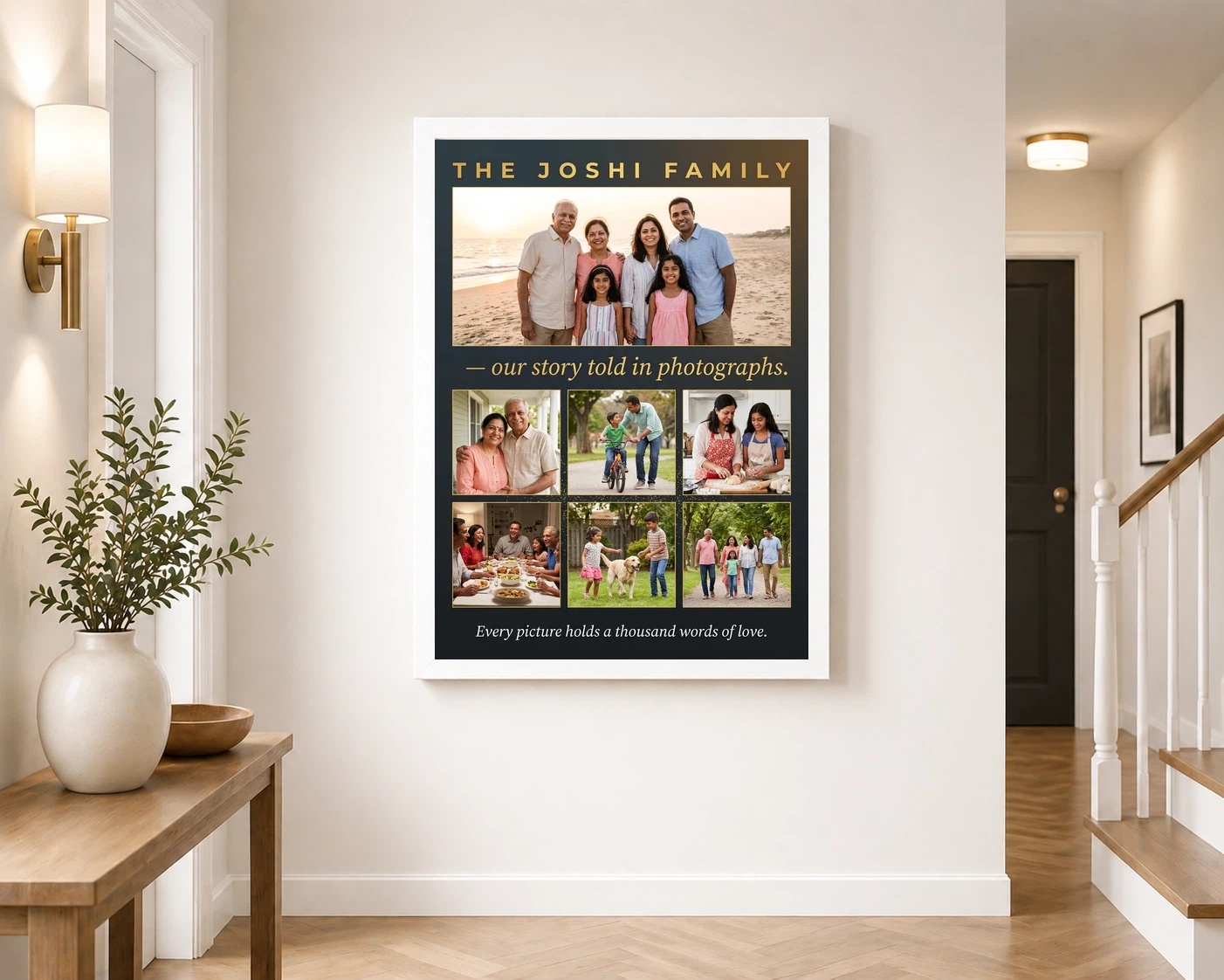 Family Photo Frame Ideas Pastel Watercolor Art Portrait Photo Frame, view 6