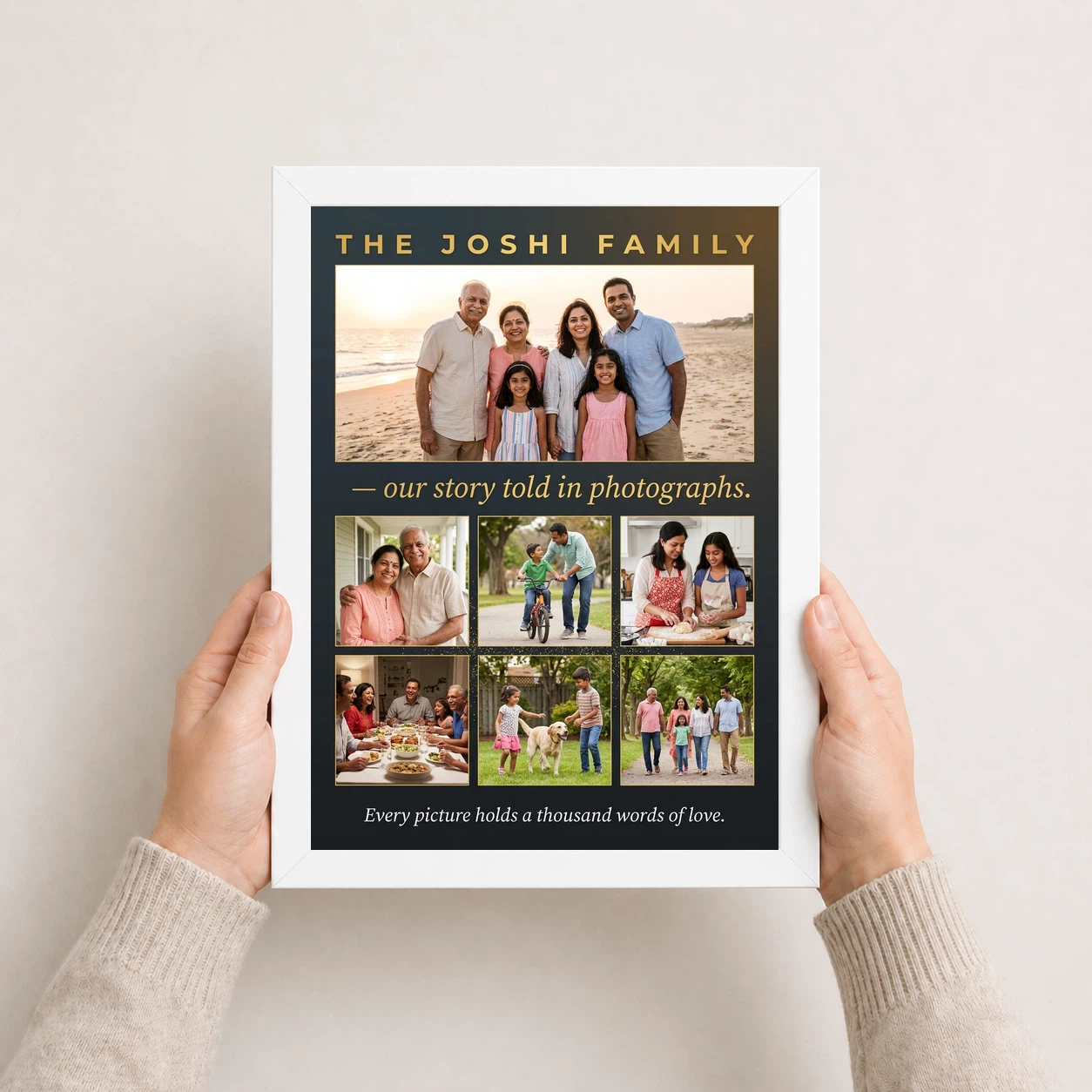 Family Photo Frame Ideas Pastel Watercolor Art Portrait Photo Frame, view 7