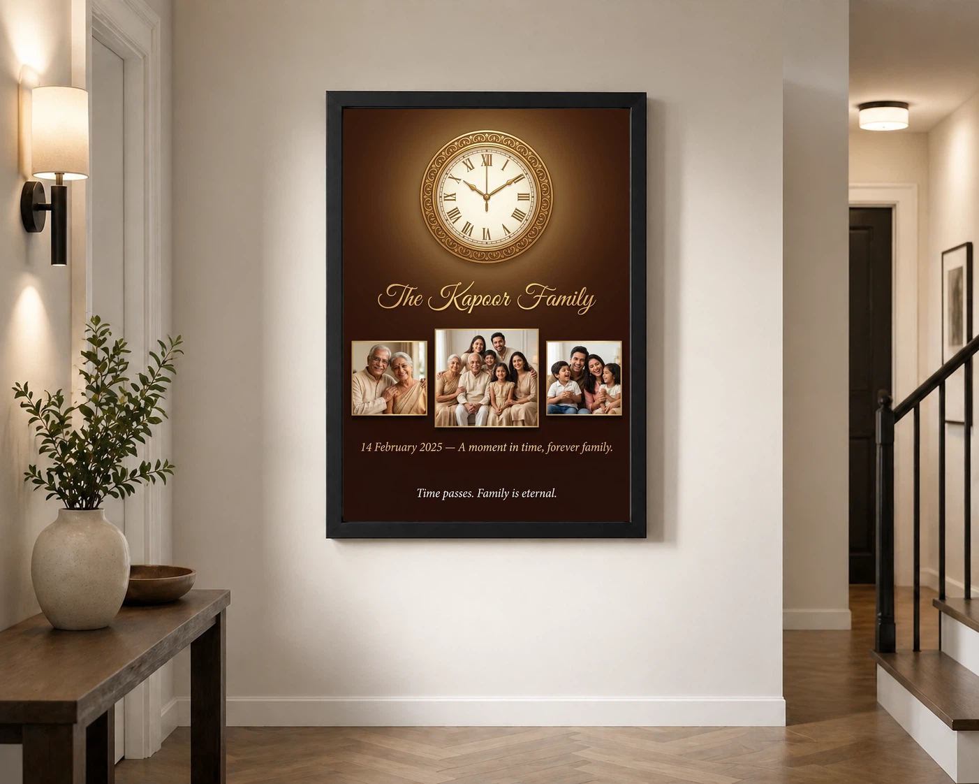 Family Photo Frame with Clock Elegant Classic Premium Wall Photo Frame, view 2