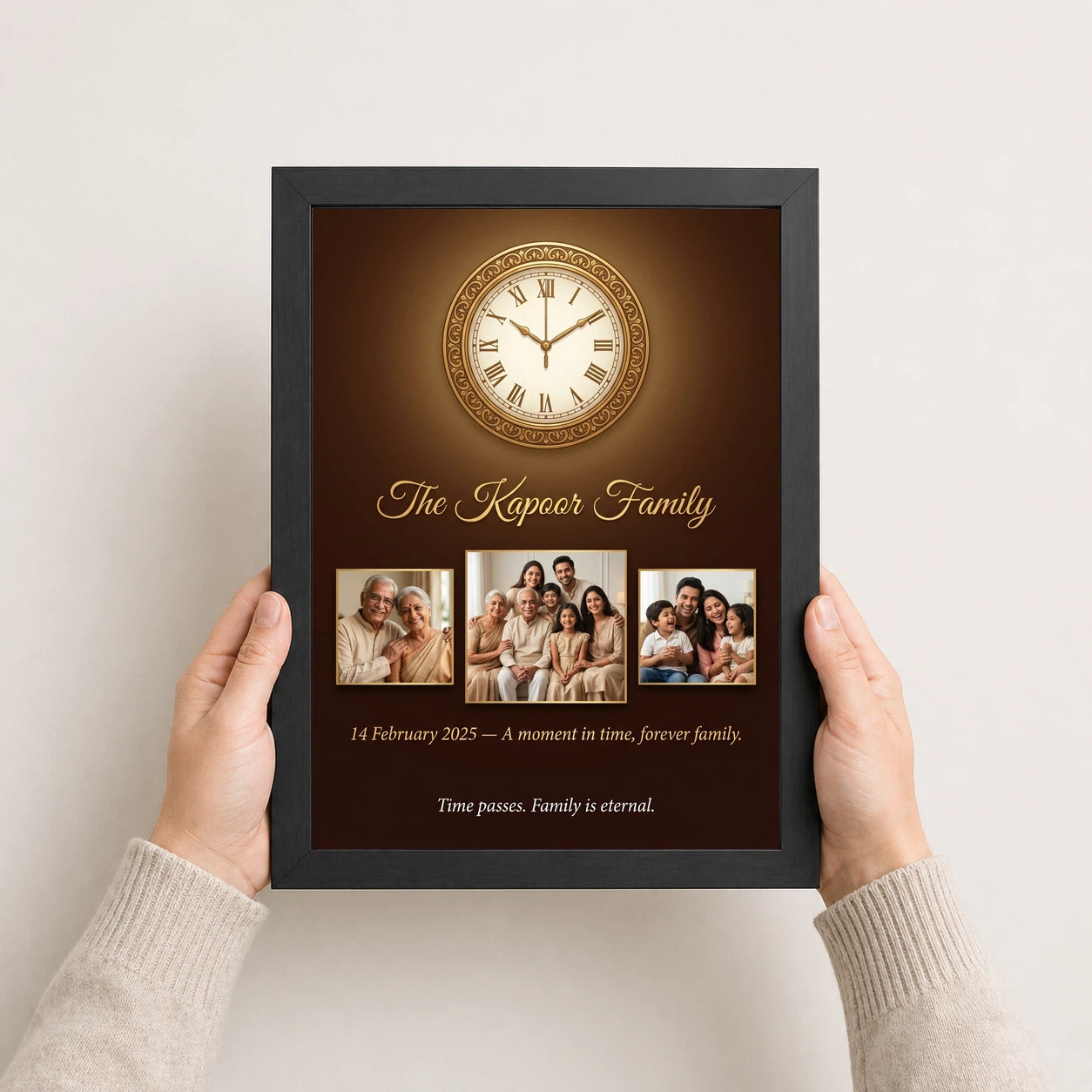 Family Photo Frame with Clock Elegant Classic Premium Wall Photo Frame, view 3