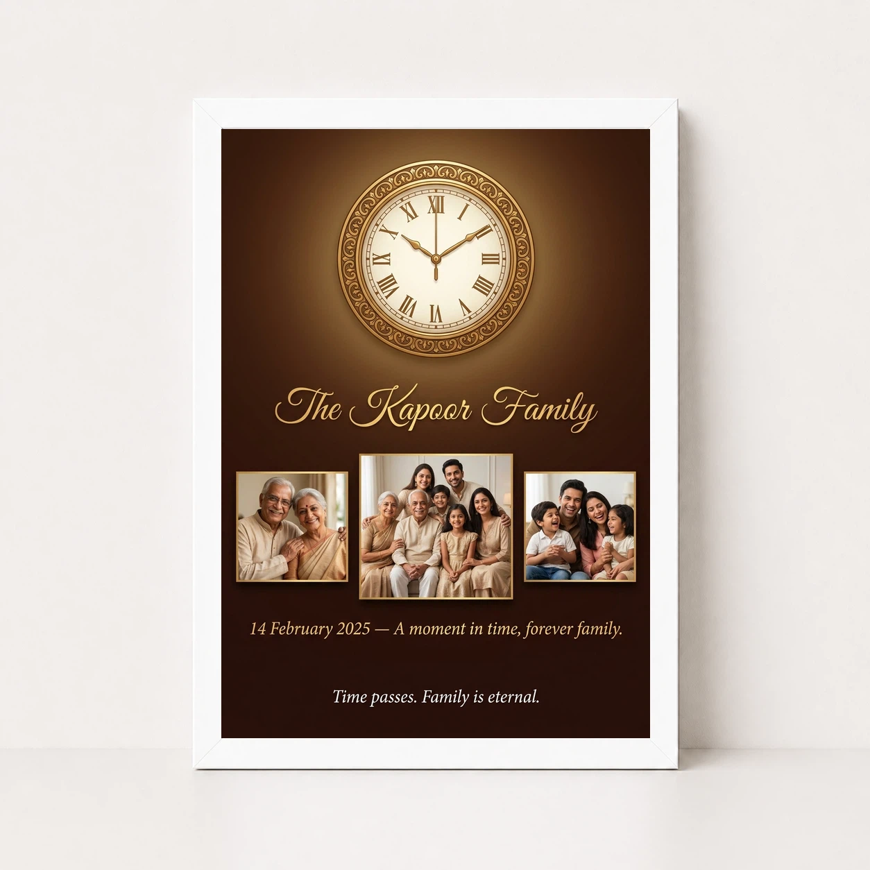 Family Photo Frame with Clock Elegant Classic Premium Wall Photo Frame, view 5