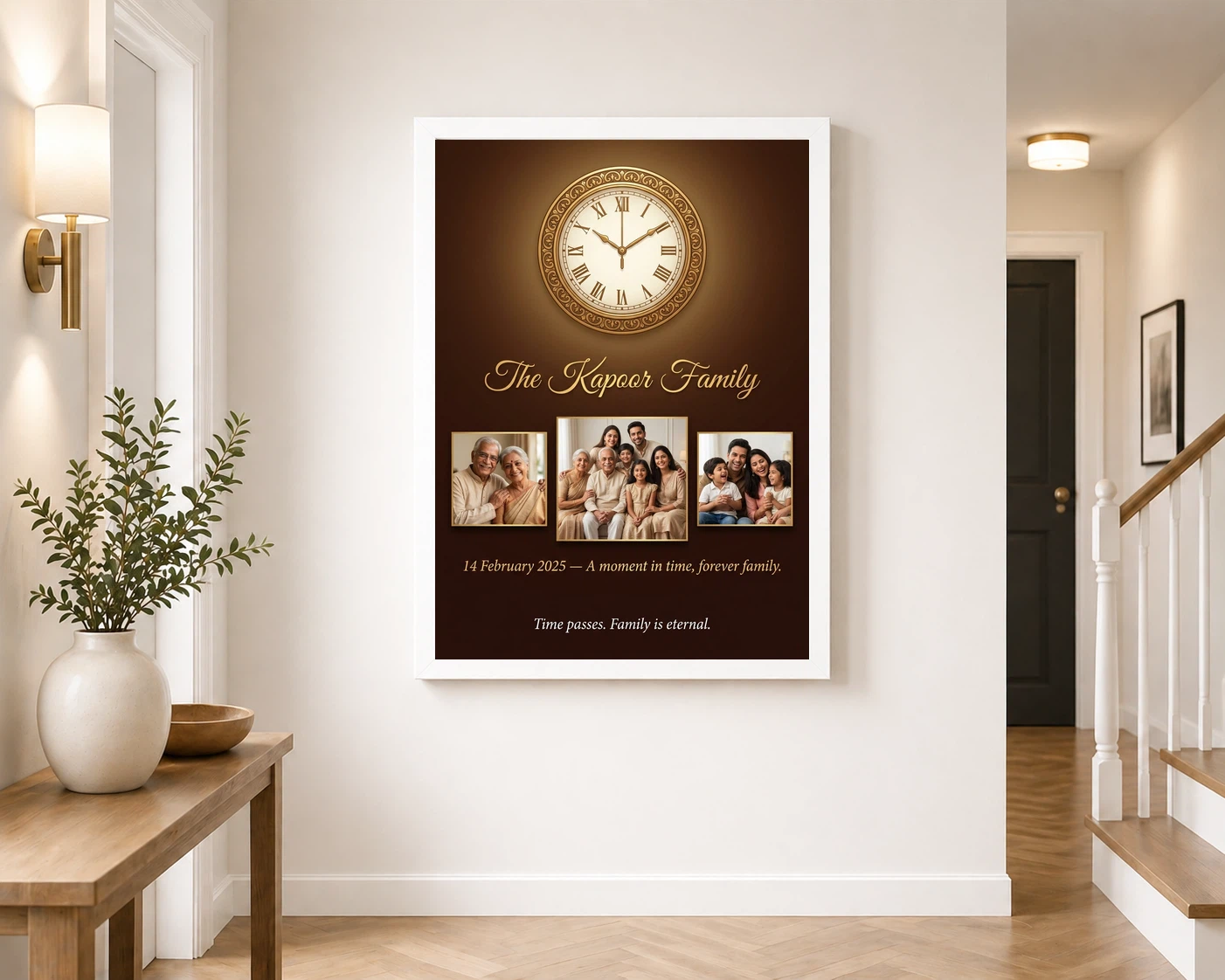 Family Photo Frame with Clock Elegant Classic Premium Wall Photo Frame, view 6