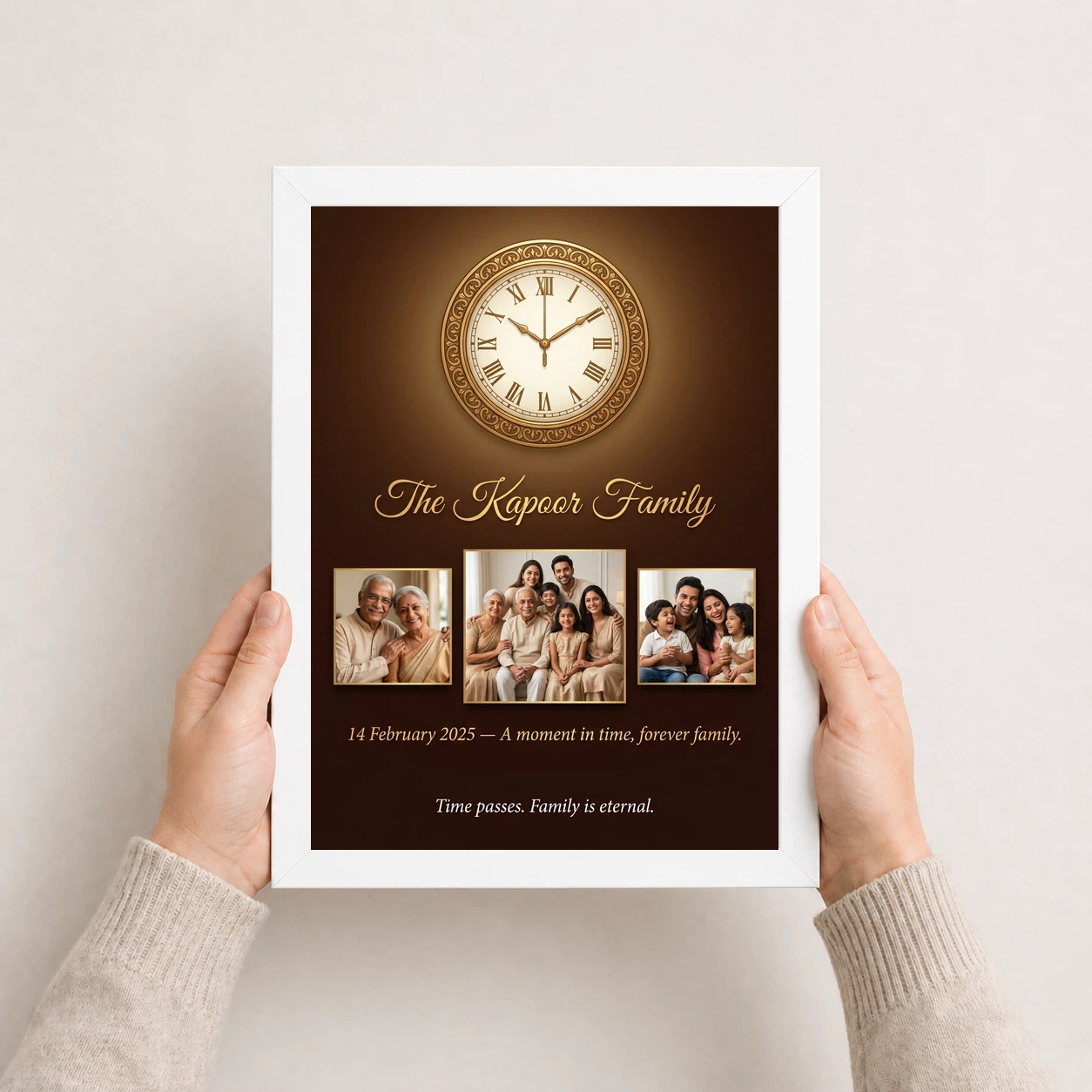 Family Photo Frame with Clock Elegant Classic Premium Wall Photo Frame, view 7