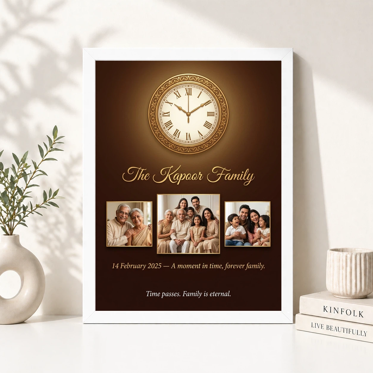 Family Photo Frame with Clock Elegant Classic Premium Wall Photo Frame, view 8
