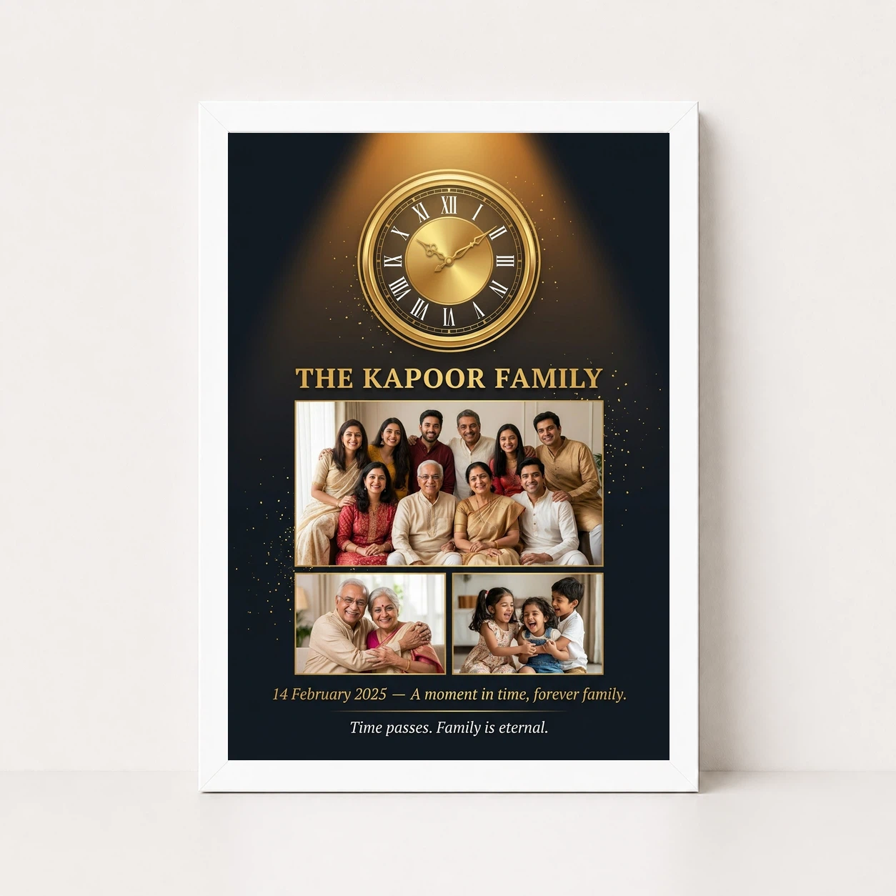 Family Photo Frame with Clock Modern Minimal Stylish Decor Photo Frame, view 5