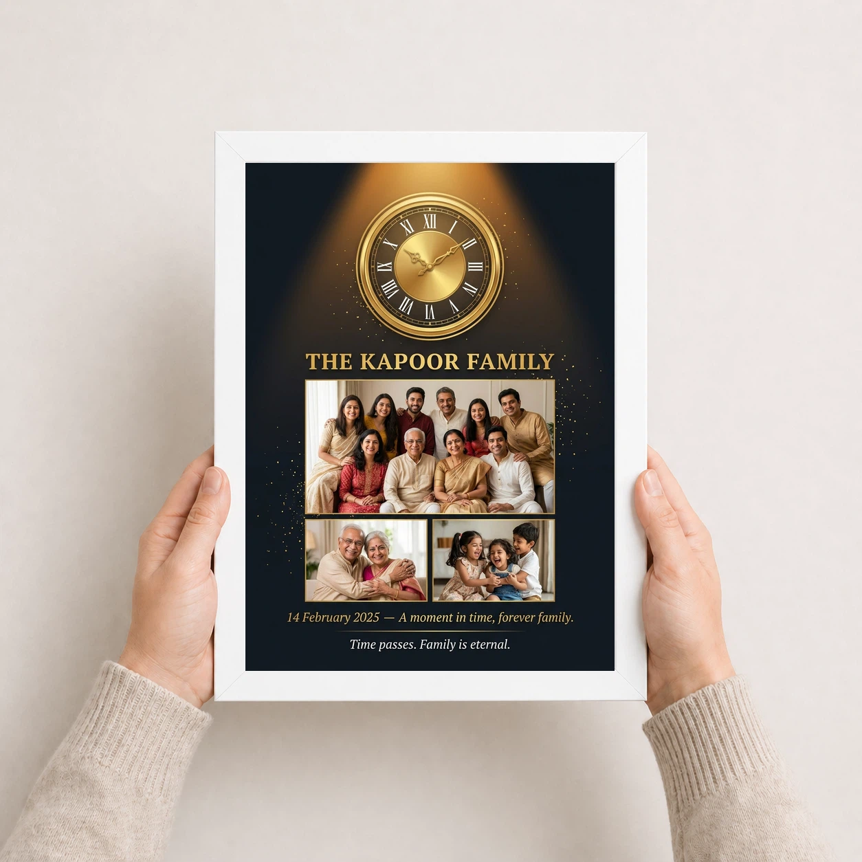 Family Photo Frame with Clock Modern Minimal Stylish Decor Photo Frame, view 7
