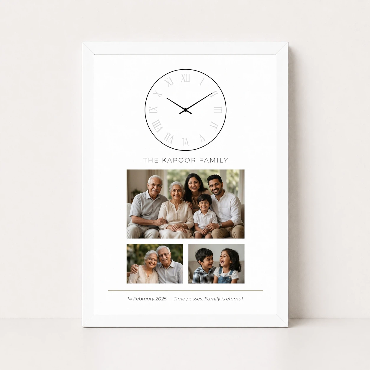 Family Photo Frame with Clock Rustic Wood Vintage Decor Photo Frame, view 5