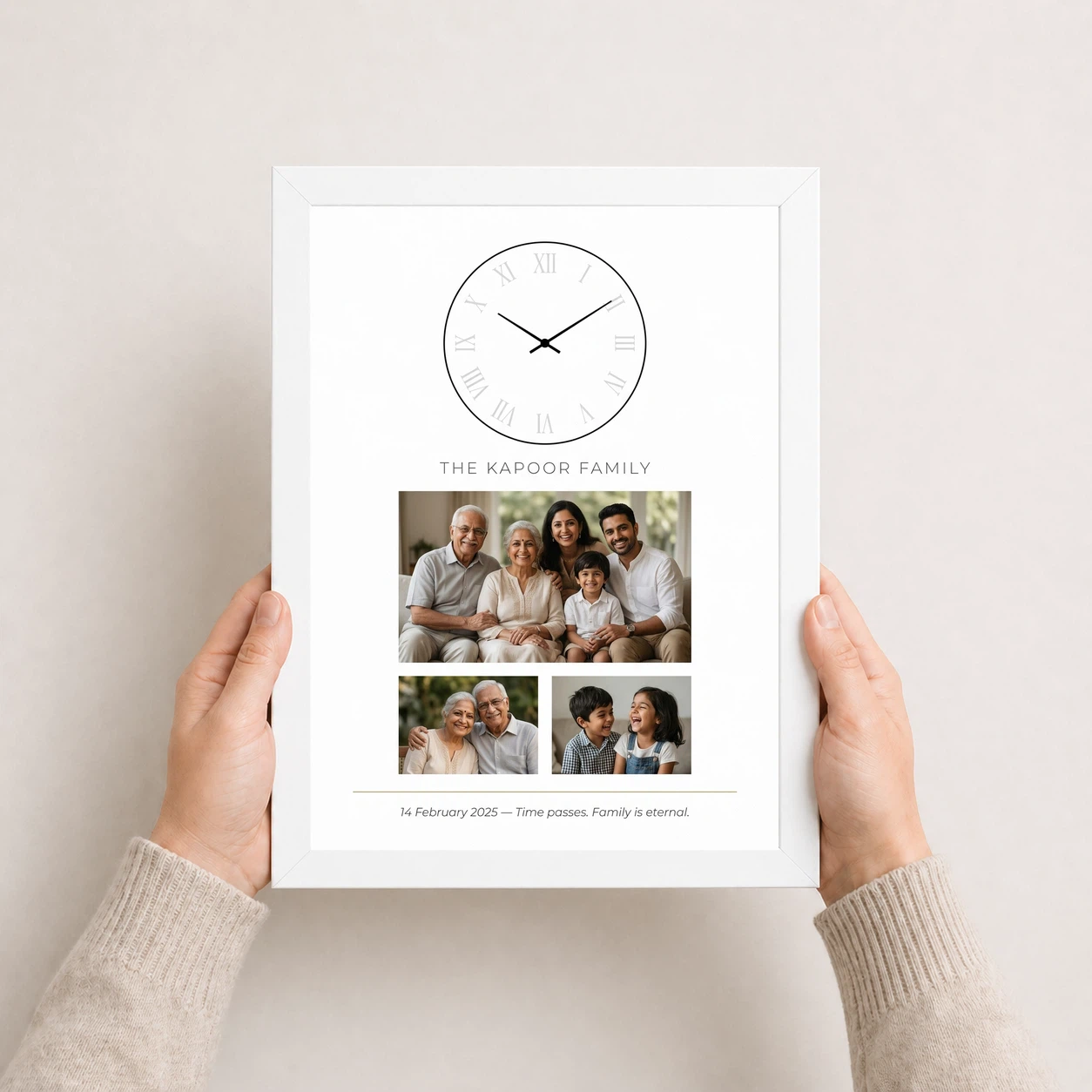 Family Photo Frame with Clock Rustic Wood Vintage Decor Photo Frame, view 7