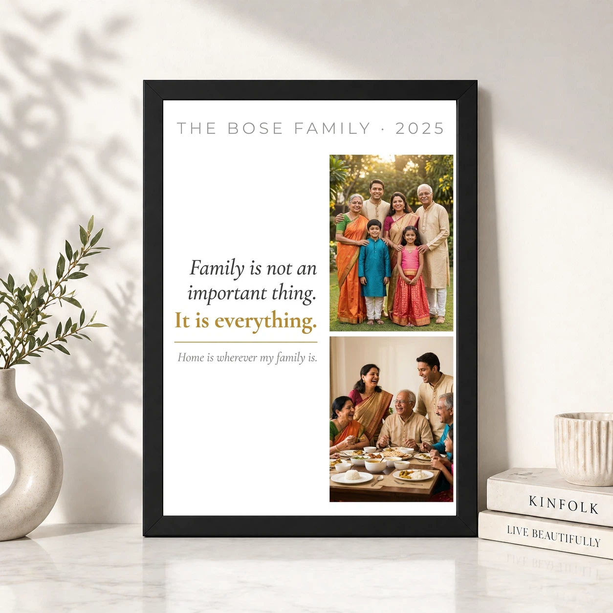 Family Photo Frame with Quotes Elegant Black Gold Calligraphy Photo Frame, view 4
