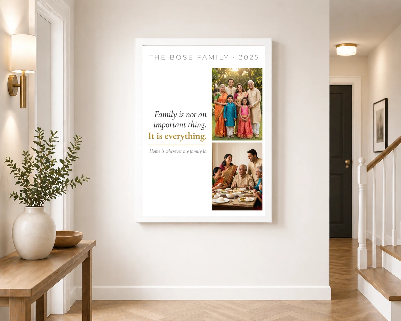 Family Photo Frame with Quotes Elegant Black Gold Calligraphy Photo Frame, view 6