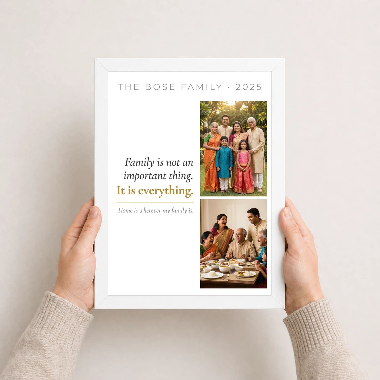 Family Photo Frame with Quotes Elegant Black Gold Calligraphy Photo Frame, view 7