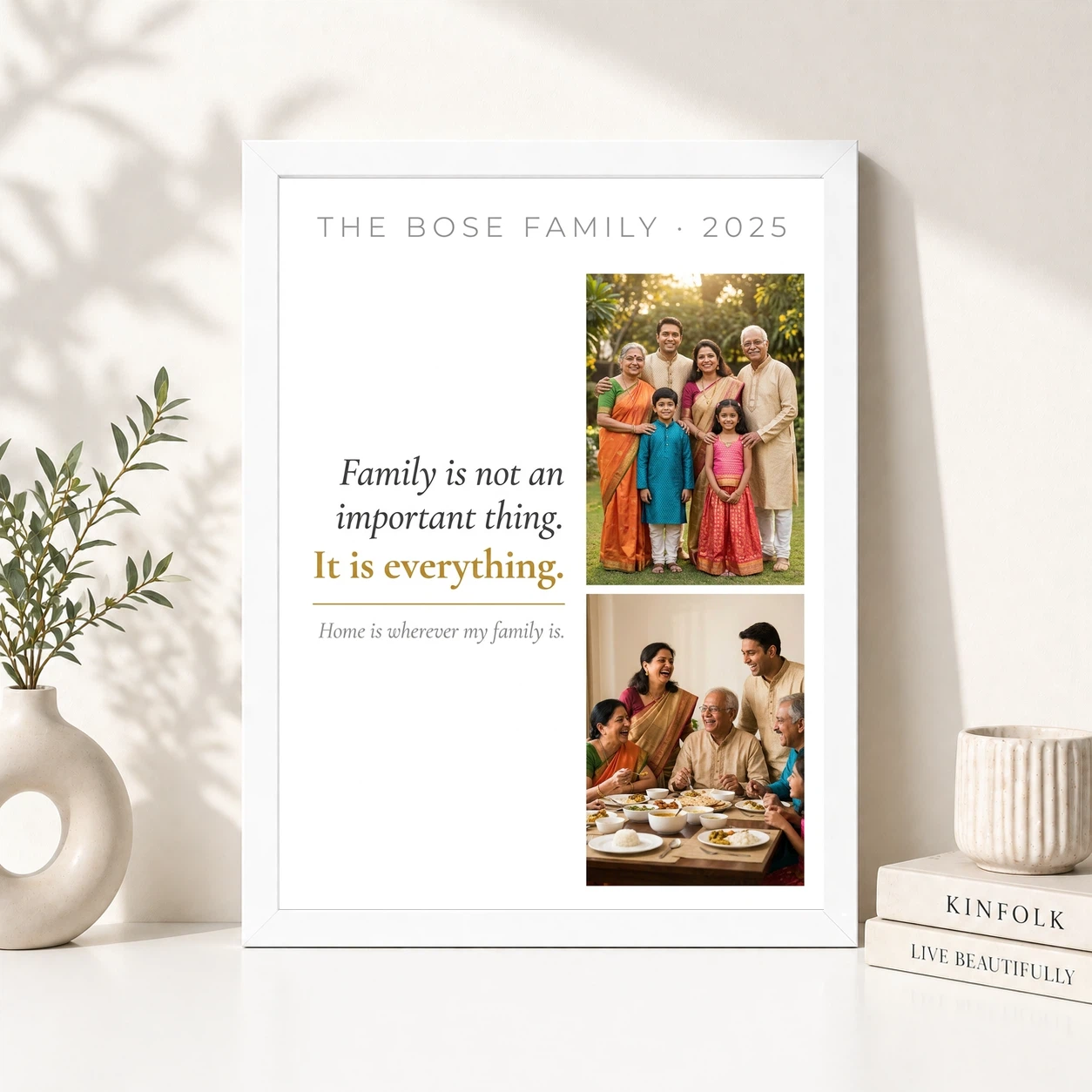 Family Photo Frame with Quotes Elegant Black Gold Calligraphy Photo Frame, view 8