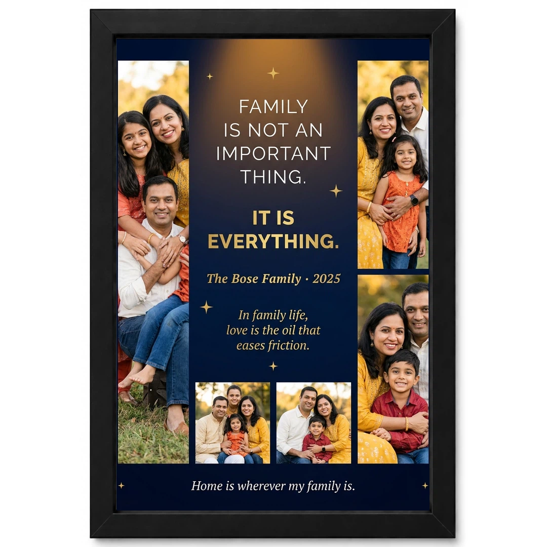 Family Photo Frame with Quotes Pastel Floral Warm Love Art Photo Frame