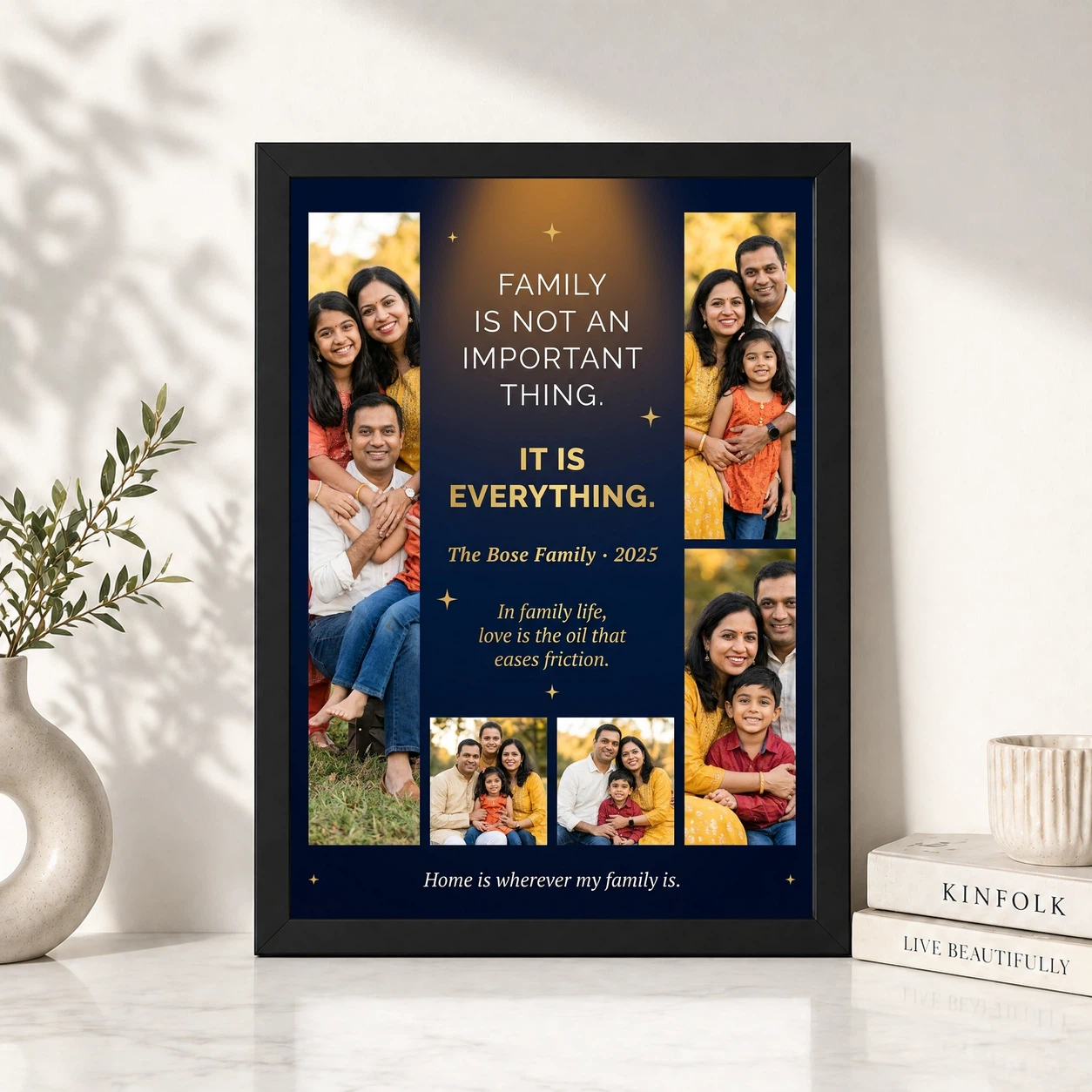 Family Photo Frame with Quotes Pastel Floral Warm Love Art Photo Frame, view 4