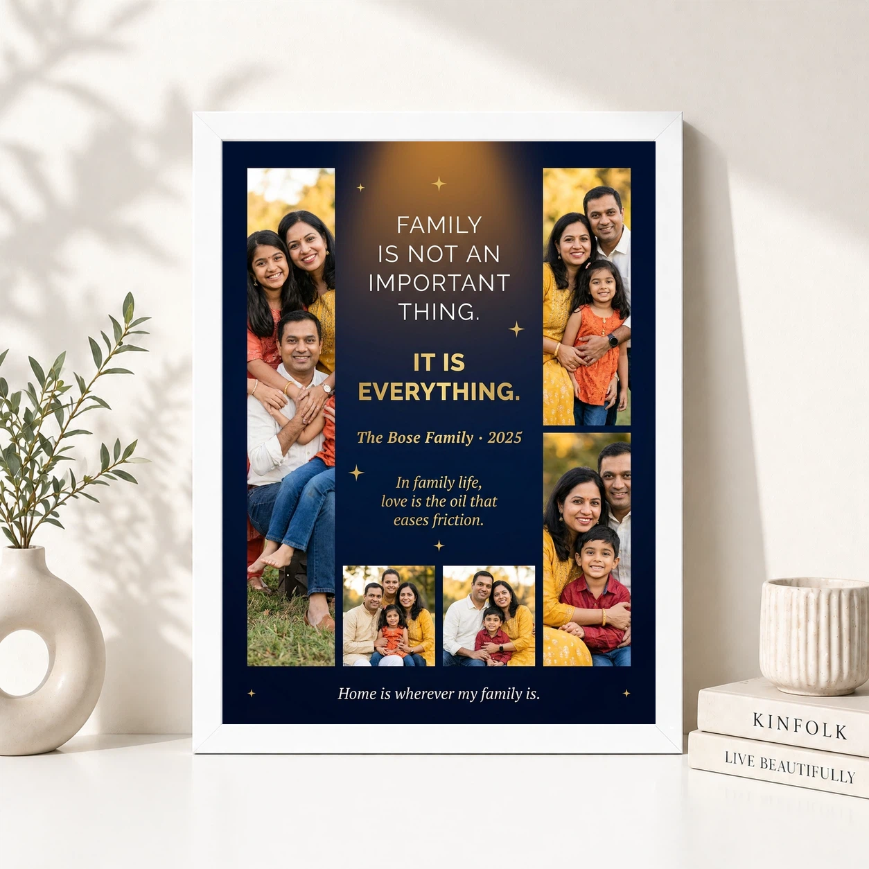 Family Photo Frame with Quotes Pastel Floral Warm Love Art Photo Frame, view 8
