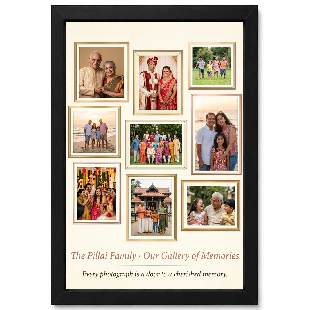 Family Picture Frames Warm Floral Illustrated Portrait Photo Frame