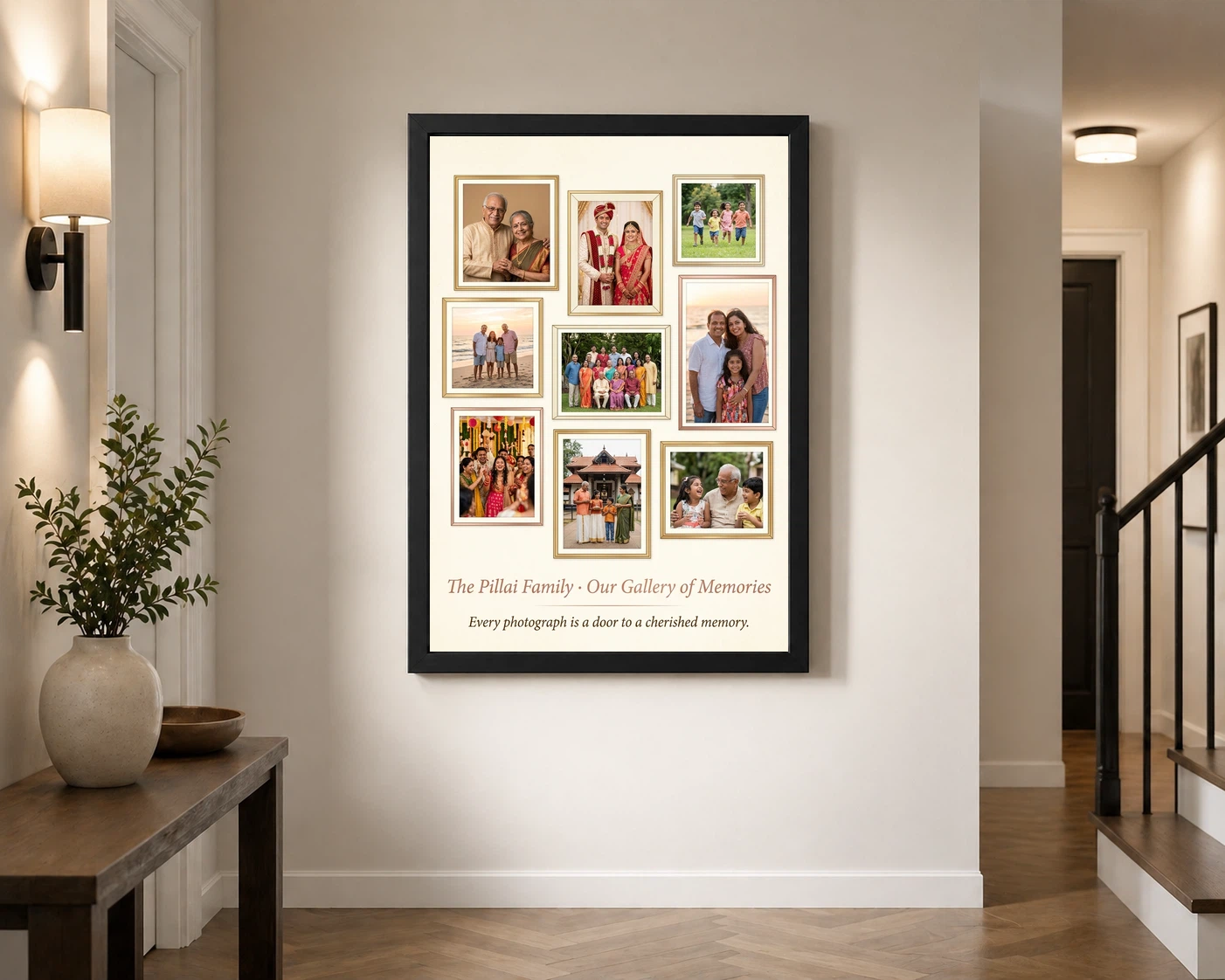 Family Picture Frames Warm Floral Illustrated Portrait Photo Frame, view 2