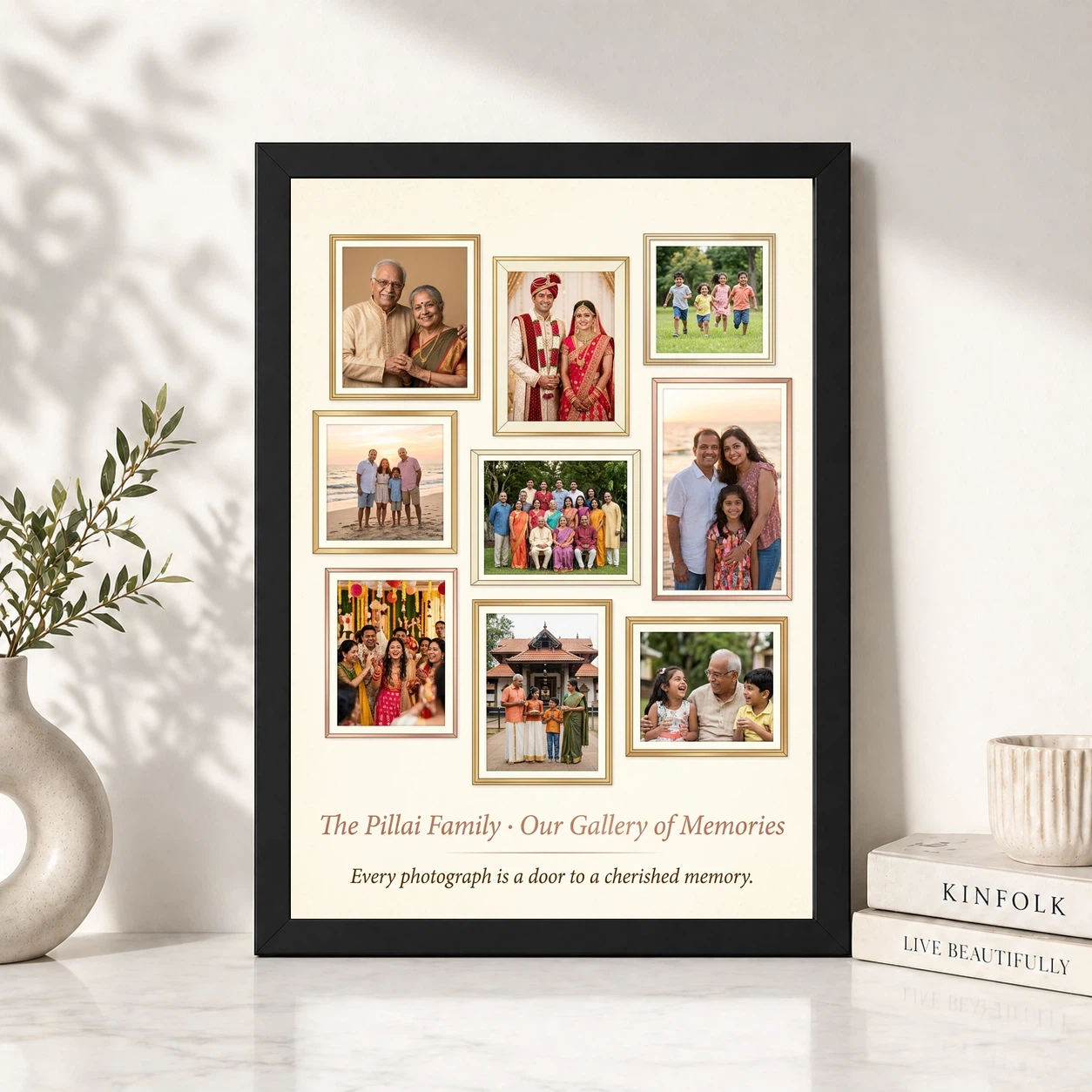 Family Picture Frames Warm Floral Illustrated Portrait Photo Frame, view 4