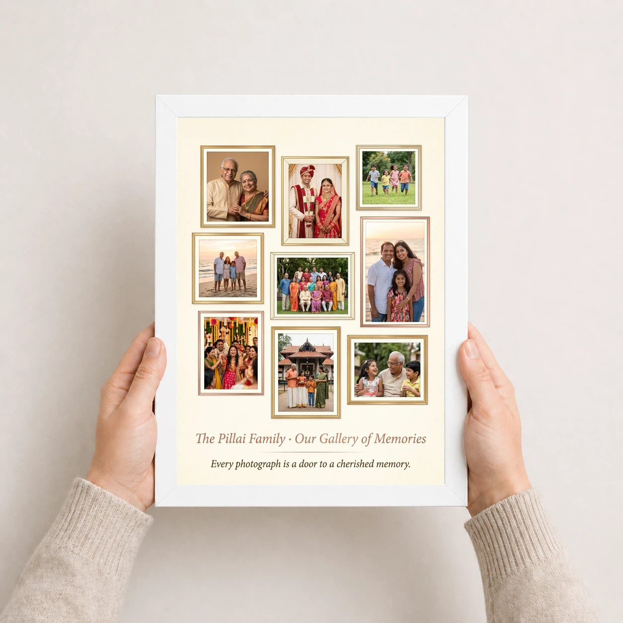 Family Picture Frames Warm Floral Illustrated Portrait Photo Frame, view 7