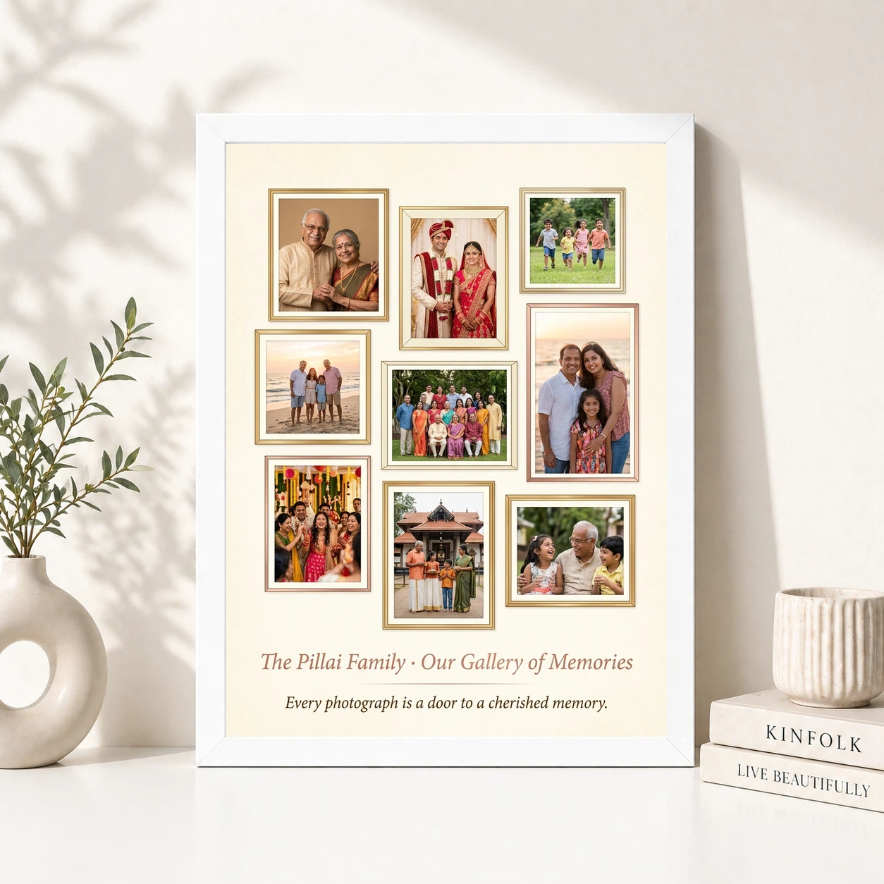 Family Picture Frames Warm Floral Illustrated Portrait Photo Frame, view 8