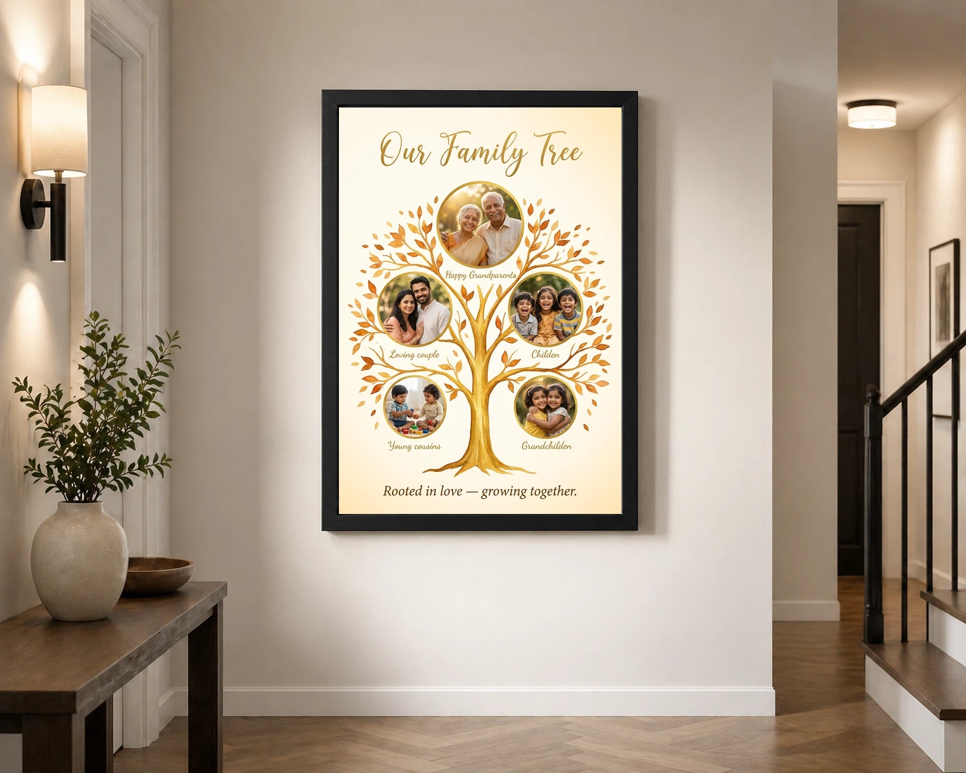 Family Tree 5 Picture Frame Elegant Multi Generation Art Photo Frame, view 2