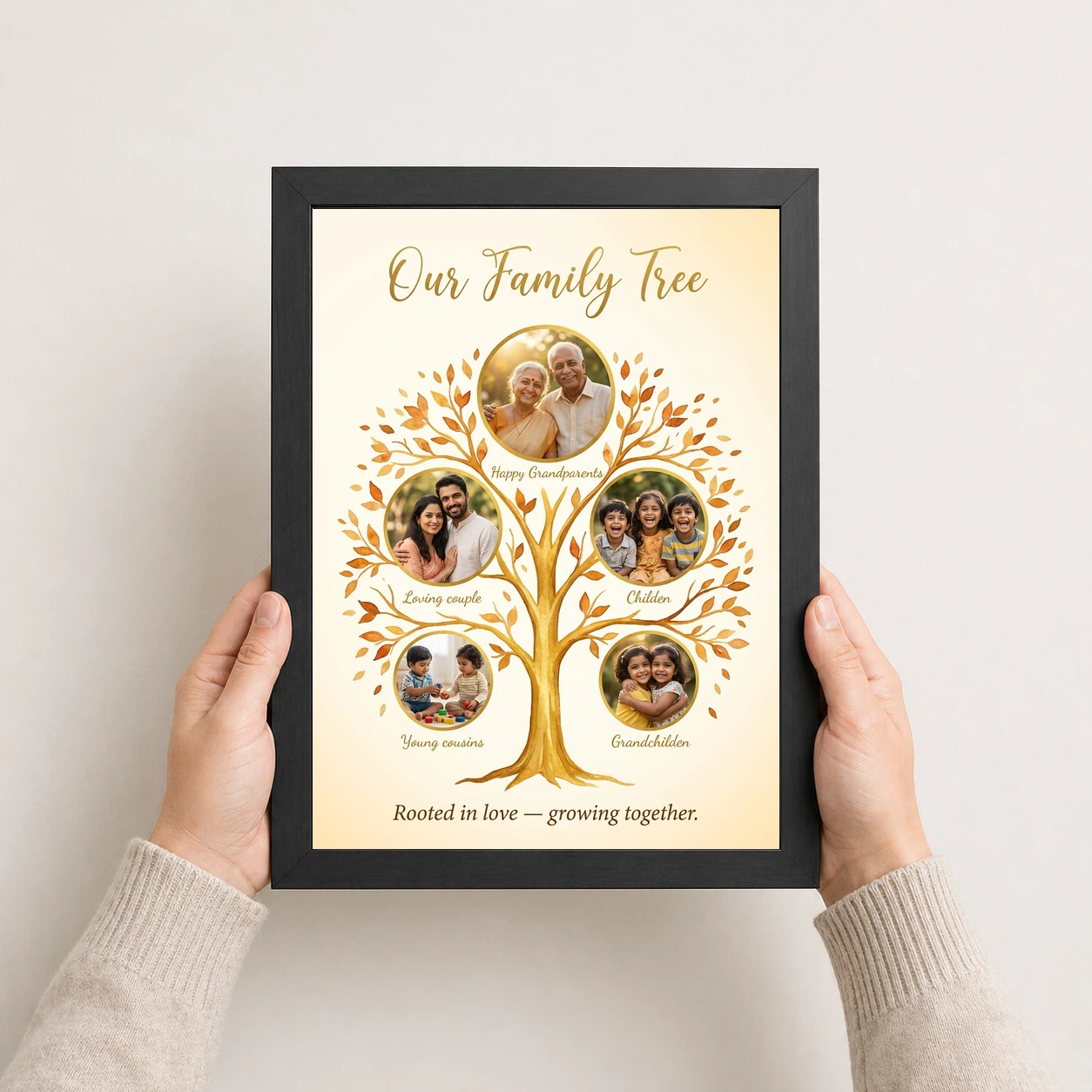 Family Tree 5 Picture Frame Elegant Multi Generation Art Photo Frame, view 3