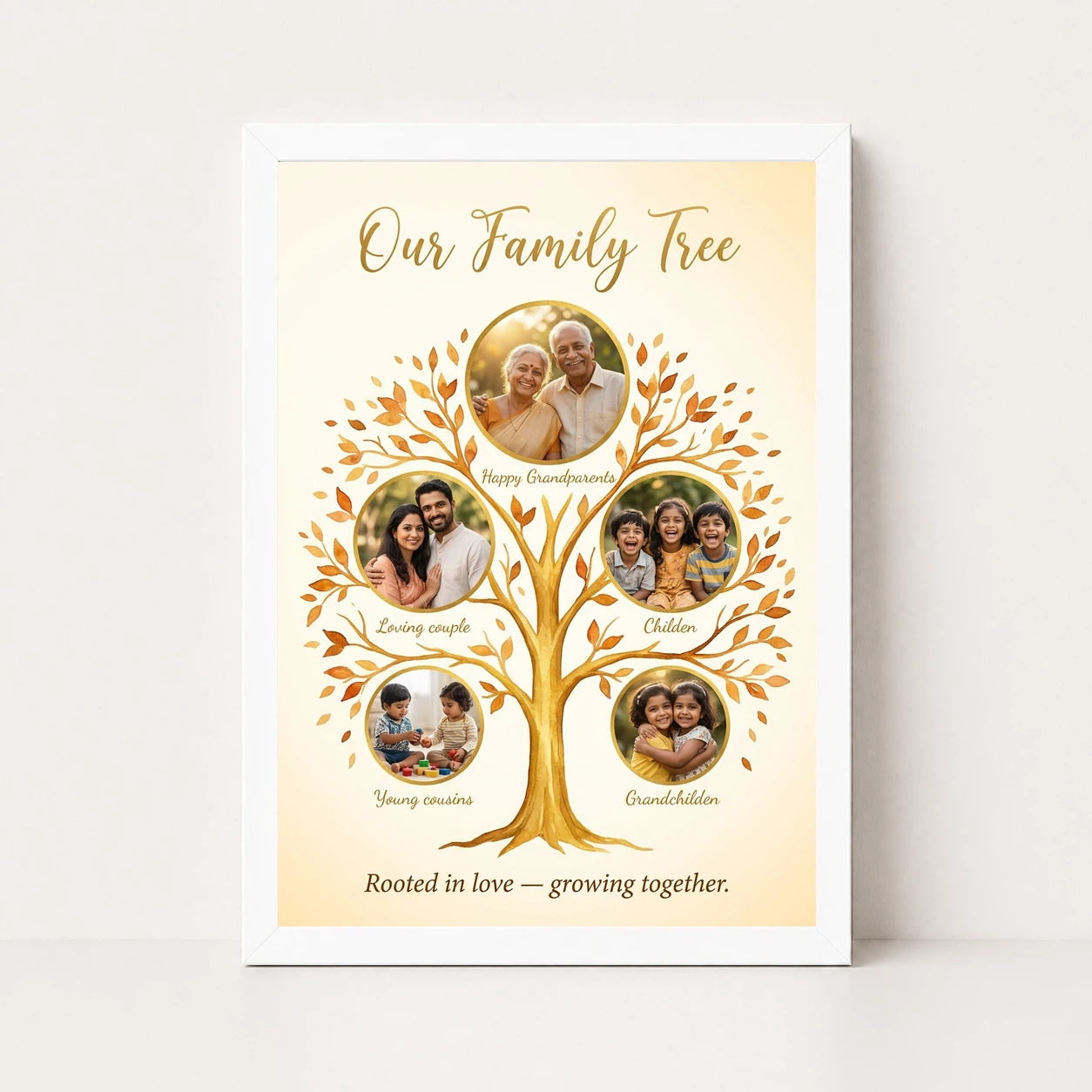 Family Tree 5 Picture Frame Elegant Multi Generation Art Photo Frame, view 5