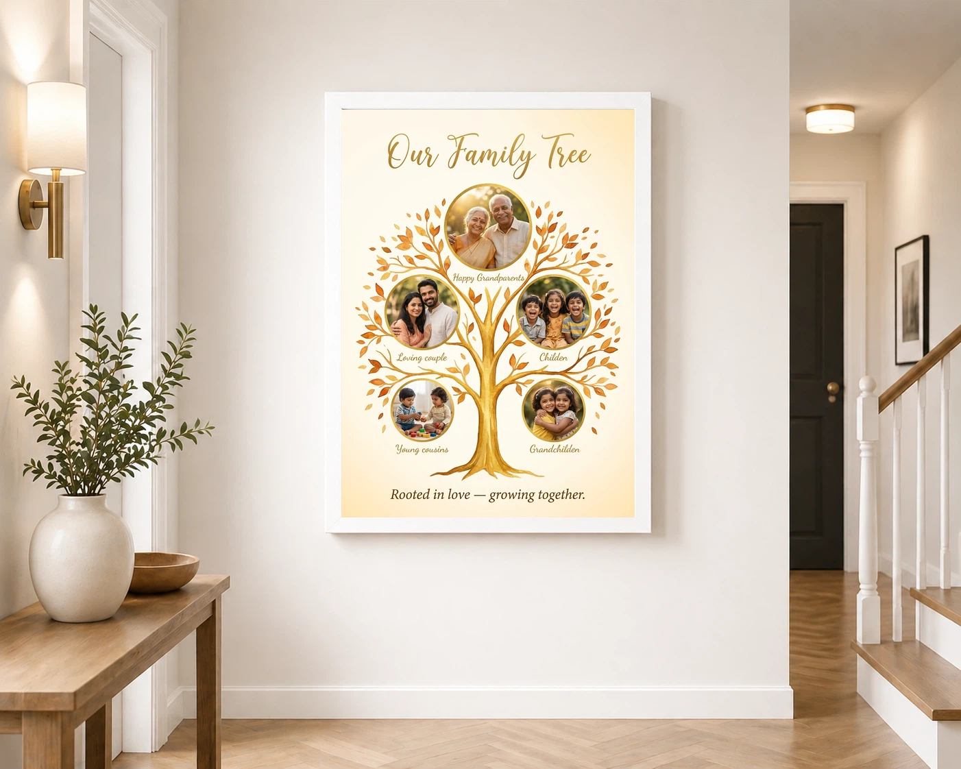 Family Tree 5 Picture Frame Elegant Multi Generation Art Photo Frame, view 6