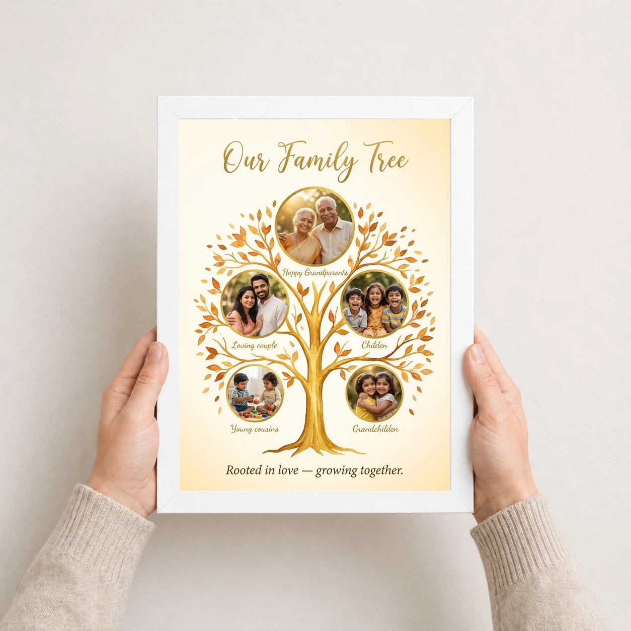 Family Tree 5 Picture Frame Elegant Multi Generation Art Photo Frame, view 7