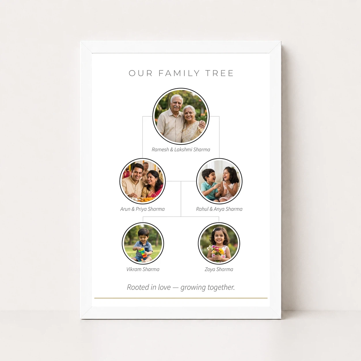 Family Tree 5 Picture Frame Rustic Wood Tone Multi Photo Photo Frame, view 5