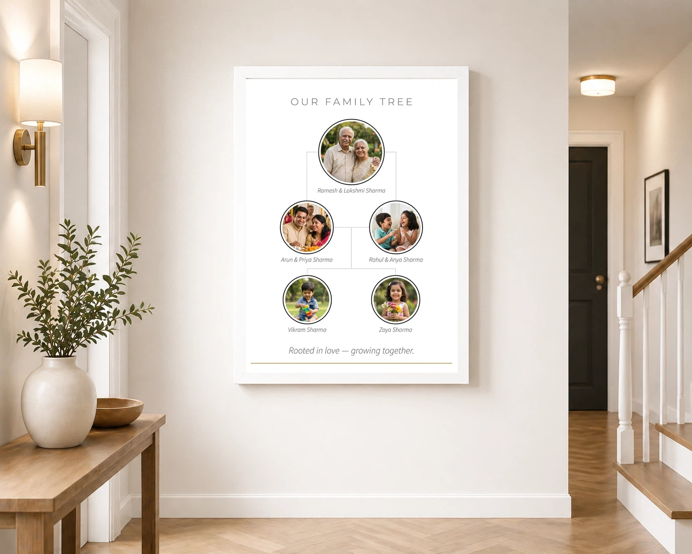 Family Tree 5 Picture Frame Rustic Wood Tone Multi Photo Photo Frame, view 6