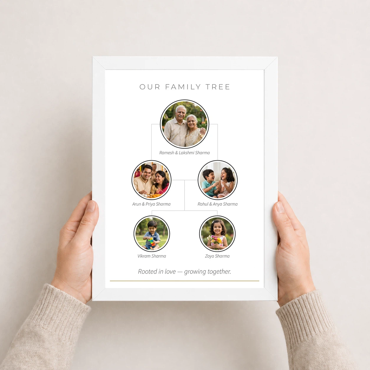 Family Tree 5 Picture Frame Rustic Wood Tone Multi Photo Photo Frame, view 7
