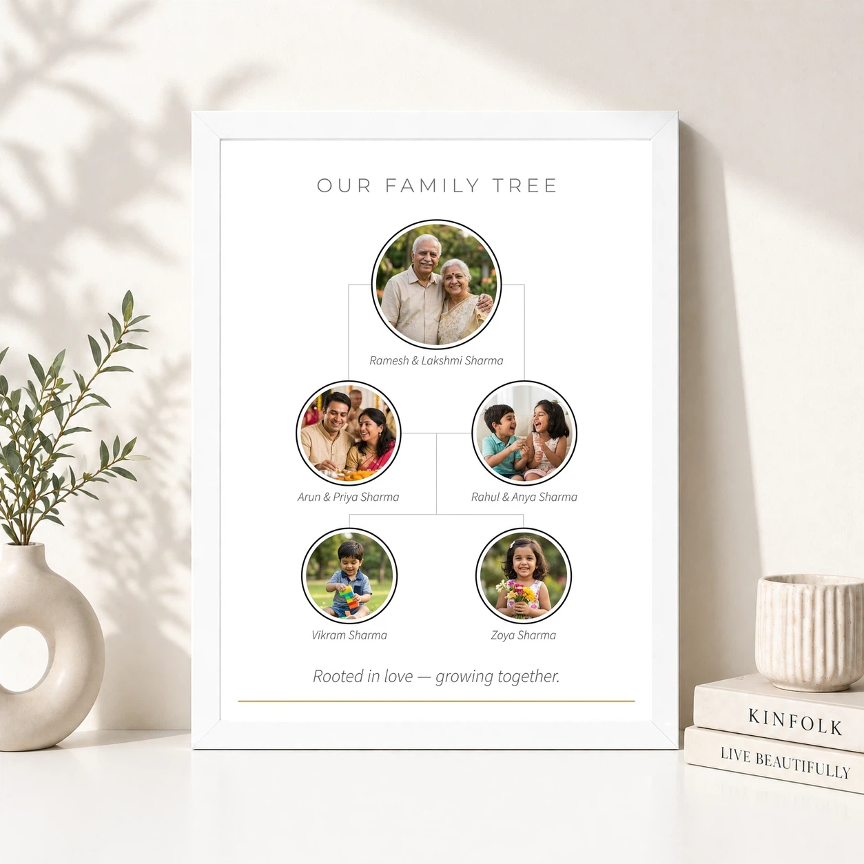 Family Tree 5 Picture Frame Rustic Wood Tone Multi Photo Photo Frame, view 8