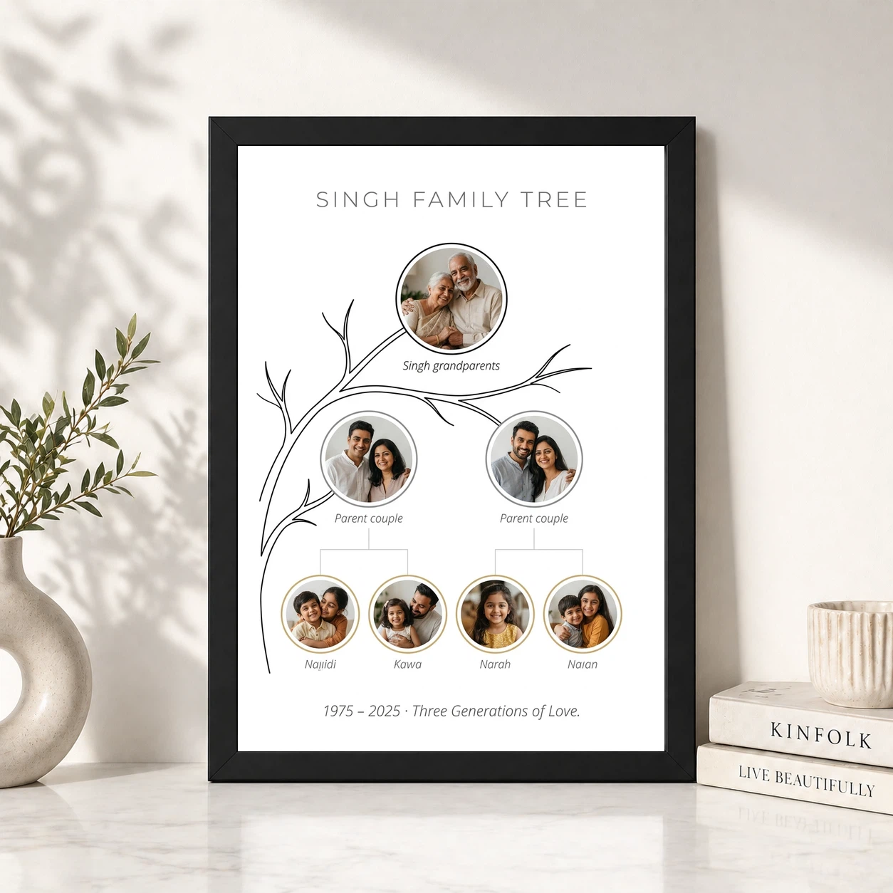 Family Tree Photo Frame Black Gold Royal Heritage Photo Frame, view 4