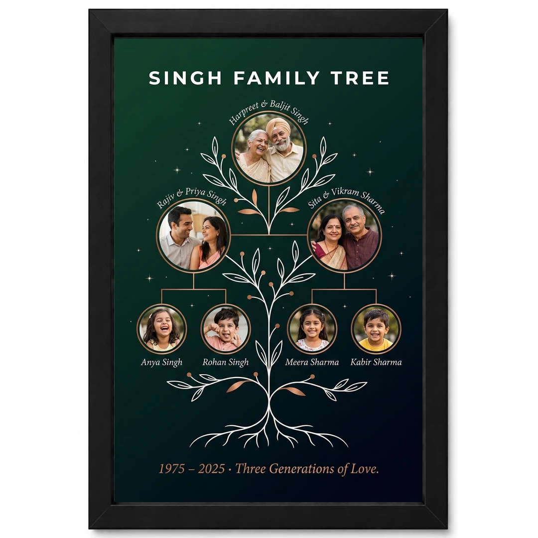 Family Tree Photo Frame Modern Minimal Stylish Multi Photo Frame