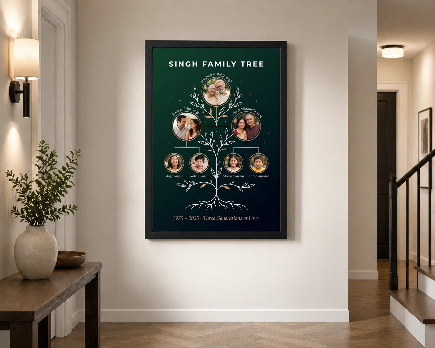 Family Tree Photo Frame Modern Minimal Stylish Multi Photo Frame, view 2