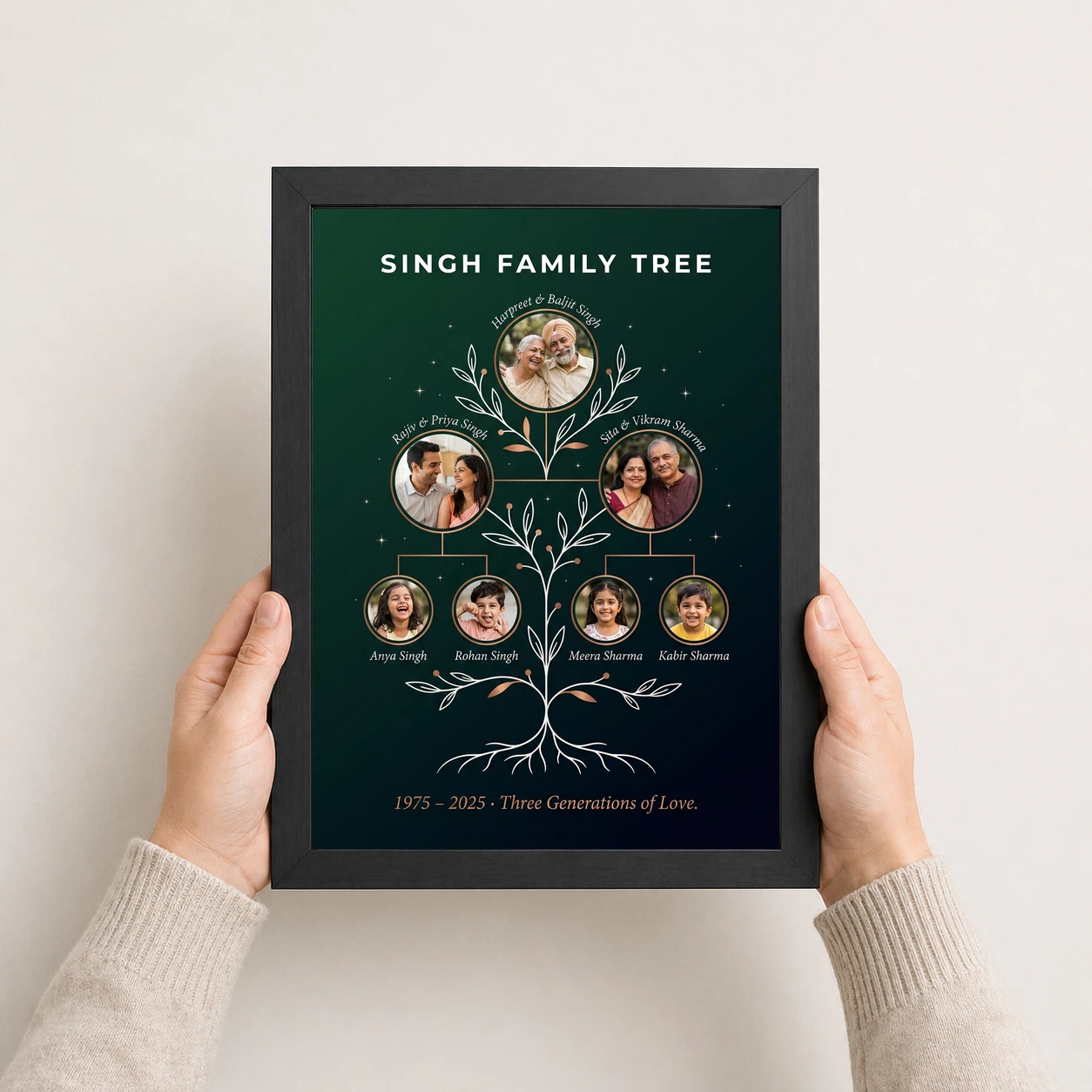 Family Tree Photo Frame Modern Minimal Stylish Multi Photo Frame, view 3