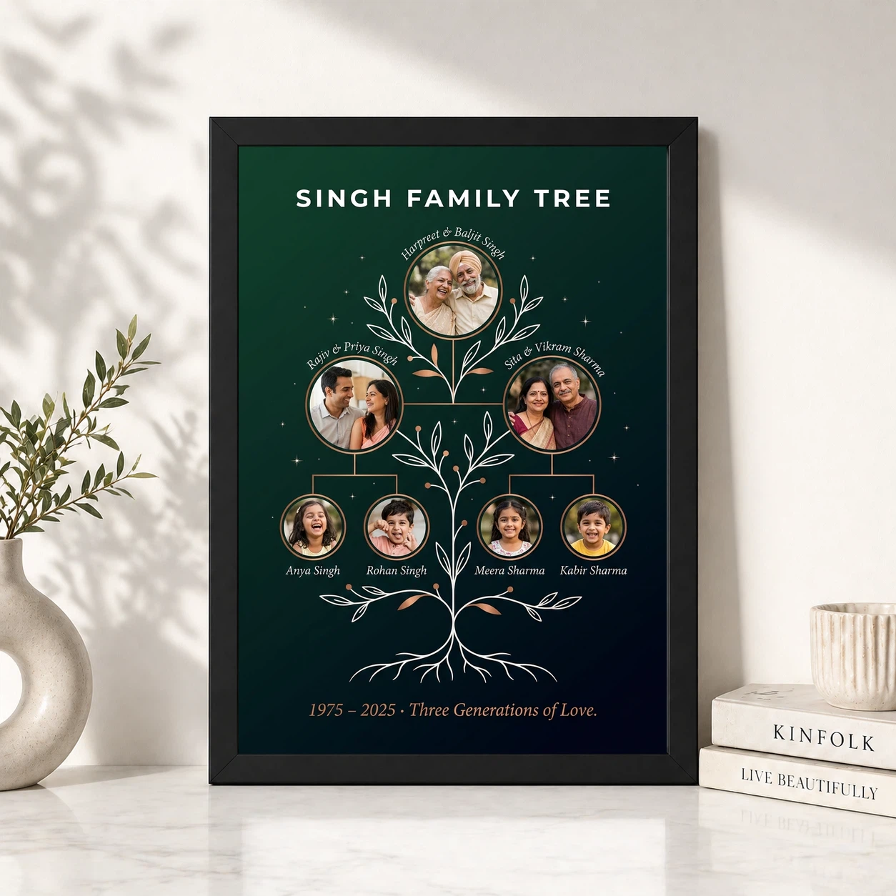 Family Tree Photo Frame Modern Minimal Stylish Multi Photo Frame, view 4