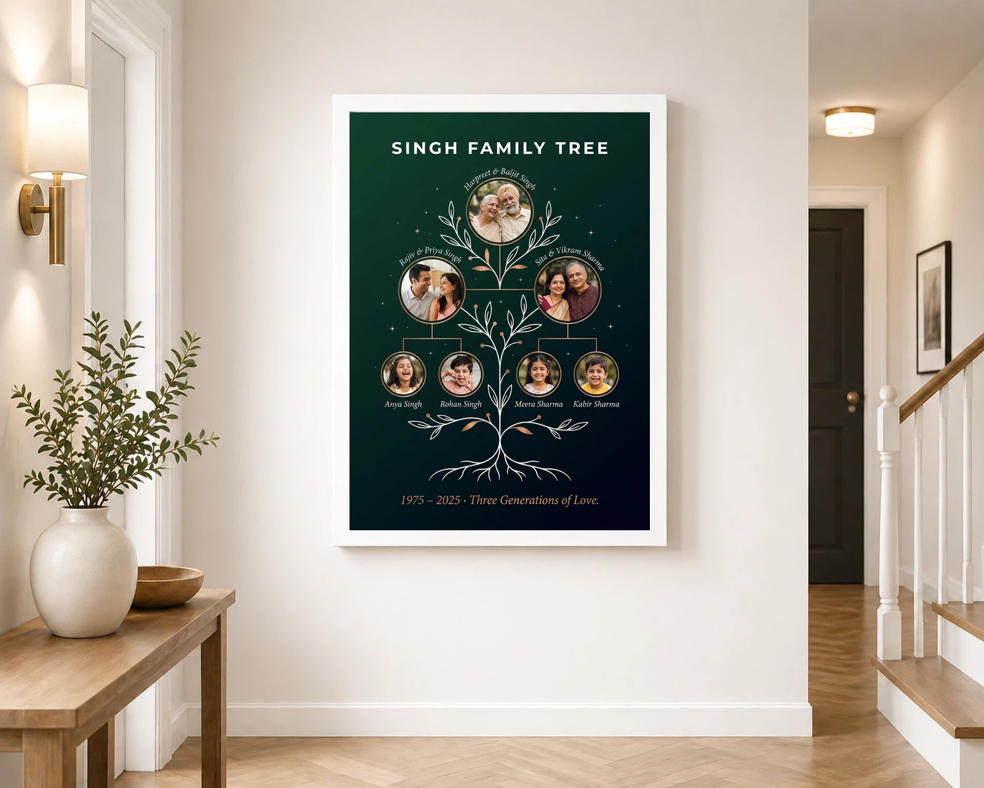 Family Tree Photo Frame Modern Minimal Stylish Multi Photo Frame, view 6