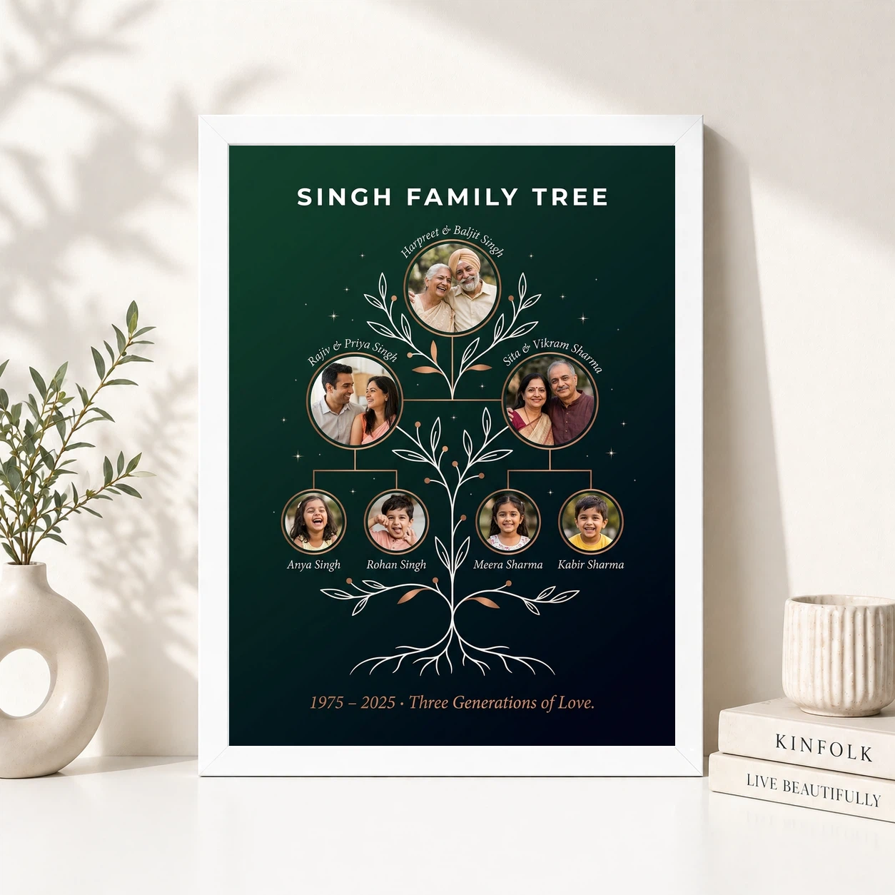 Family Tree Photo Frame Modern Minimal Stylish Multi Photo Frame, view 8