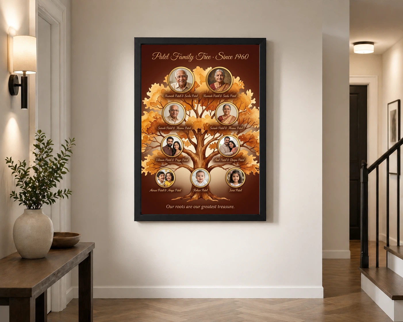 Family Tree Photo Frame Wall Illustrated Heritage Large Wall Art, view 2