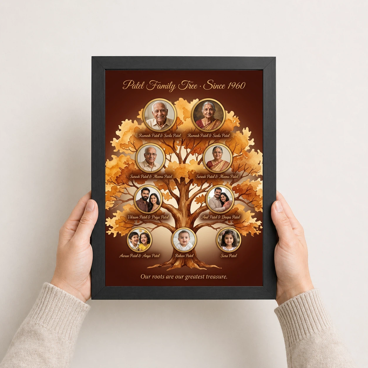 Family Tree Photo Frame Wall Illustrated Heritage Large Wall Art, view 3
