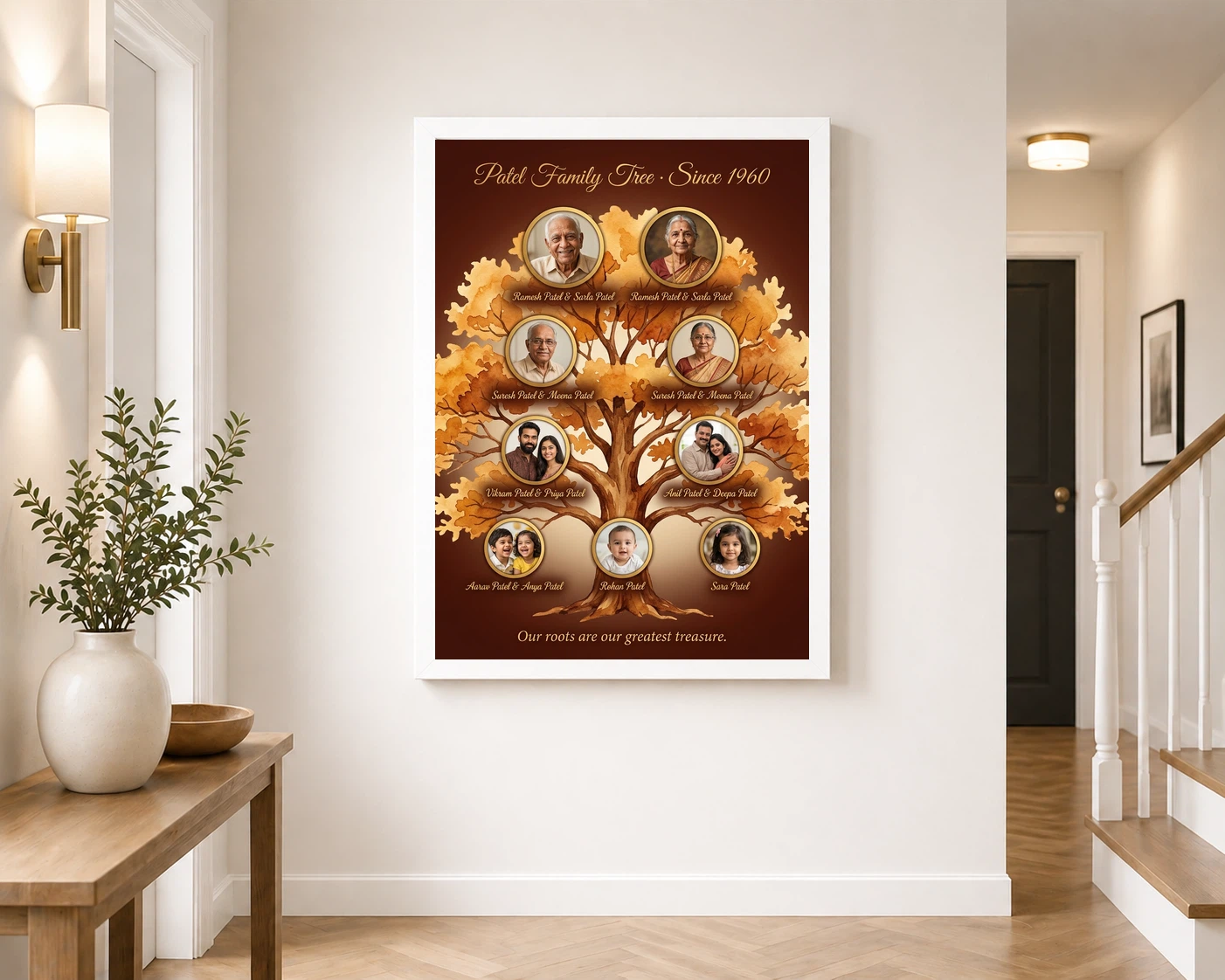 Family Tree Photo Frame Wall Illustrated Heritage Large Wall Art, view 6