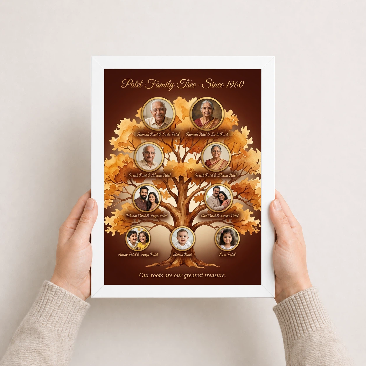 Family Tree Photo Frame Wall Illustrated Heritage Large Wall Art, view 7
