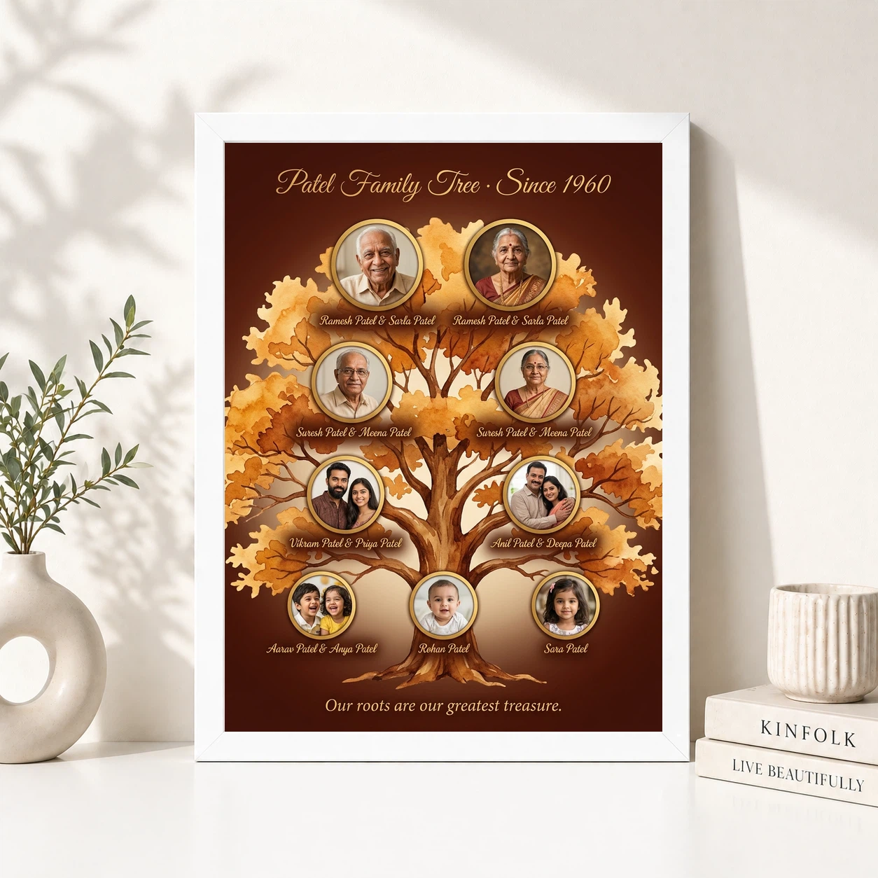 Family Tree Photo Frame Wall Illustrated Heritage Large Wall Art, view 8